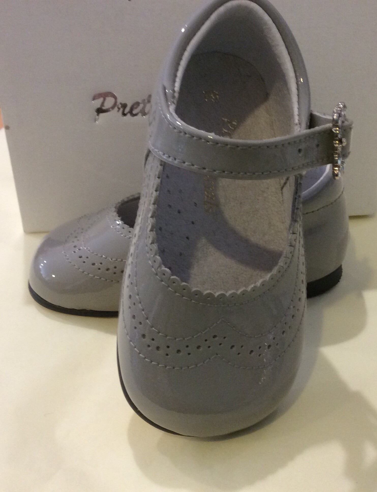 girls grey patent shoes