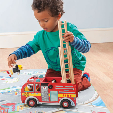 Le Toy Van Fire Engine Set with 1 Fire Fighter Budkins Figure