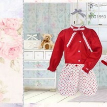 Pretty Originals Red Blouse and Cream/Red Shorts Set BD01659