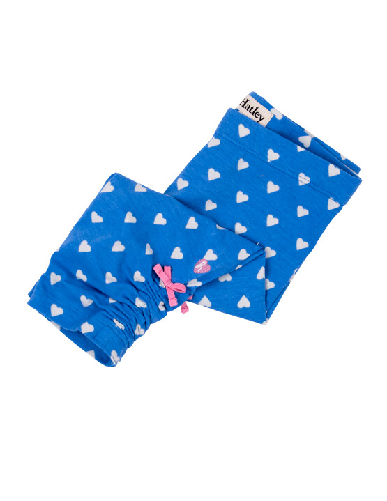Hatley Blue Heart 3/4 Leggings with Pink Side Bow