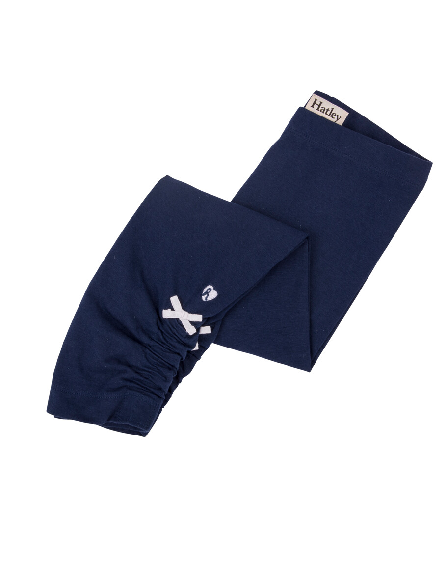 Hatley Navy Leggings with White Side Bow