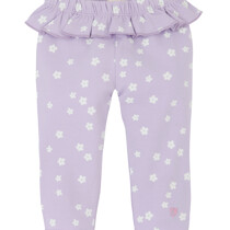 Hatley Baby Girl Lilac Frill Leggings with White flower.