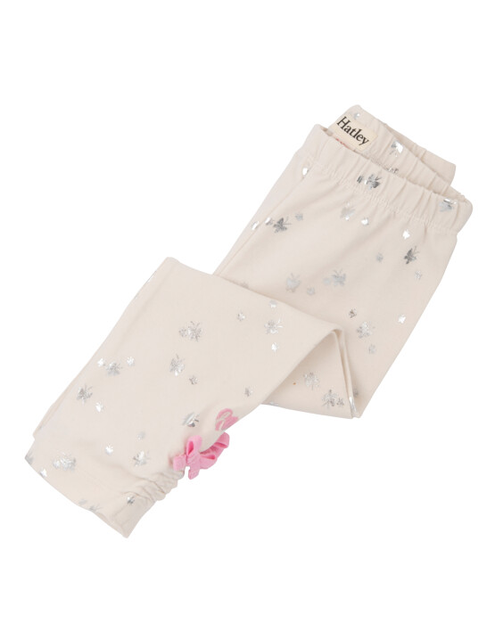 Hatley Baby Girl Cream Leggings with Silver Butterfly