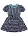 Lilly & Sid Navy & White Striped Corset Dress with Mint Trim