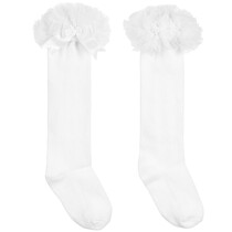 Couche Tot Girls White Cotton Socks with Tulle Frill