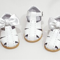Spanish Bow Sandals – White – Leather