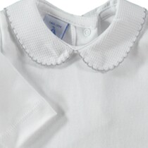 Babidu Peter Pan Collar Vest / Body – White with Grey