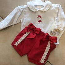 Pretty Originals Red/Cream Shorts and a Blouse set MB10637