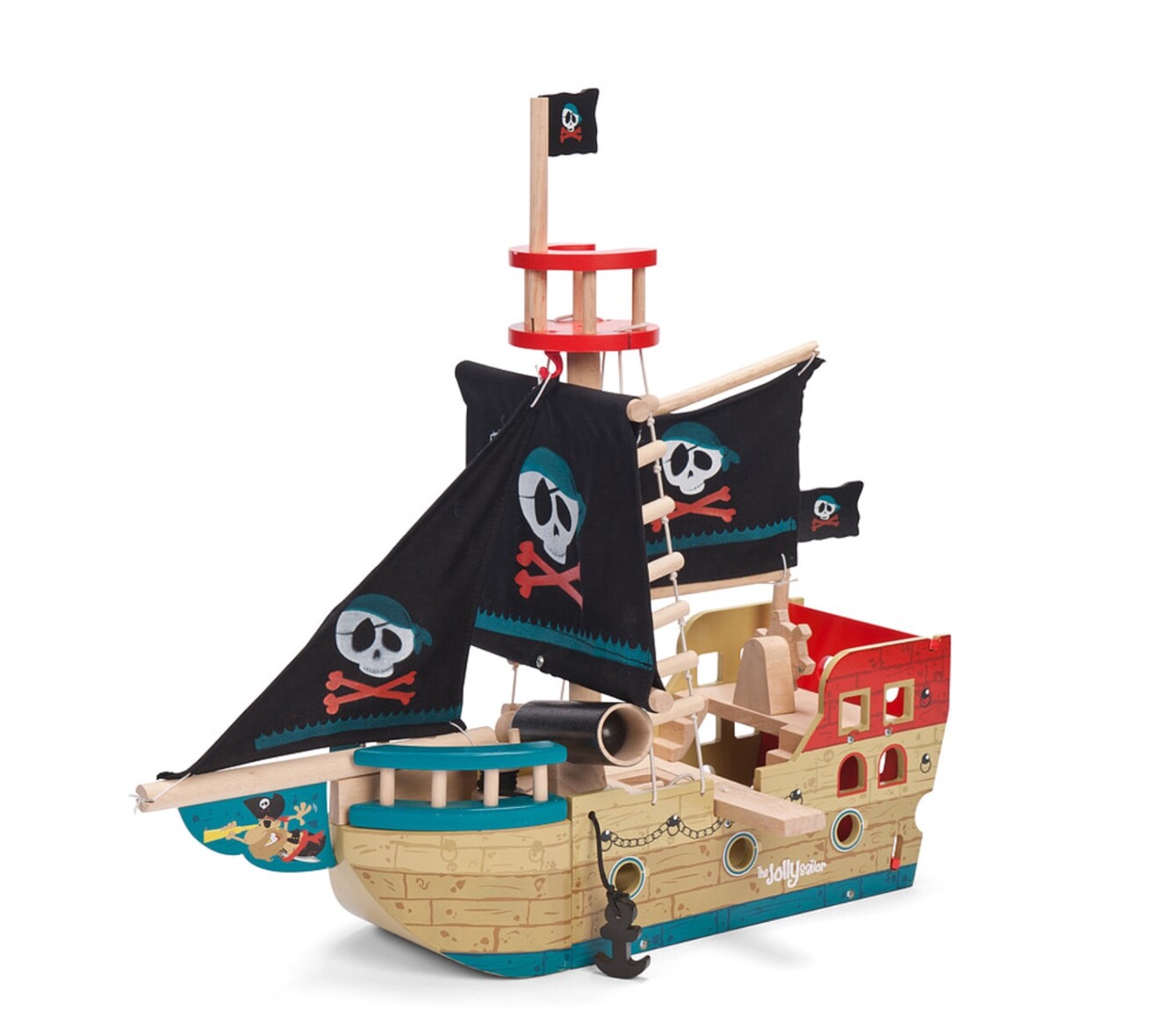 JOLLY PIRATE SHIP –  WOODEN PIRATE SHIP – LE TOY VAN