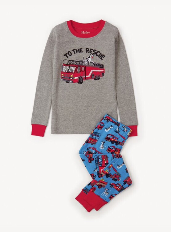 Hatley Boys Fire Trucks Appliqué Pajamas