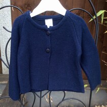 Babys Two Button Cardigan in Navy