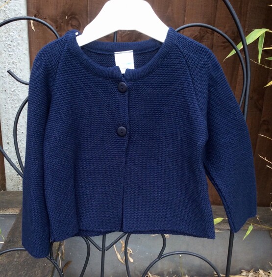 Babys Two Button Cardigan in Navy