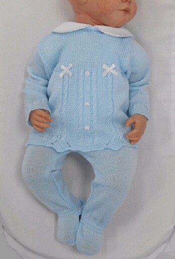 Baby Boy Blue and White Peter Pan Collar Summer Knit 2 Pcs