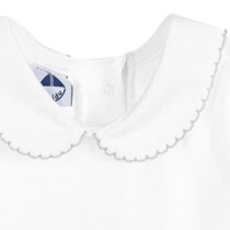 Peter Pan Pique Collar Vest / Body –  White with grey trim – by Babidu