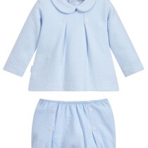 Babidu Baby 2 Piece Blue Set – Shorts and Box Pleat Peter Pan Top