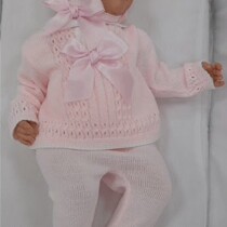 Sardon Pink Knitted Set with Bonnet