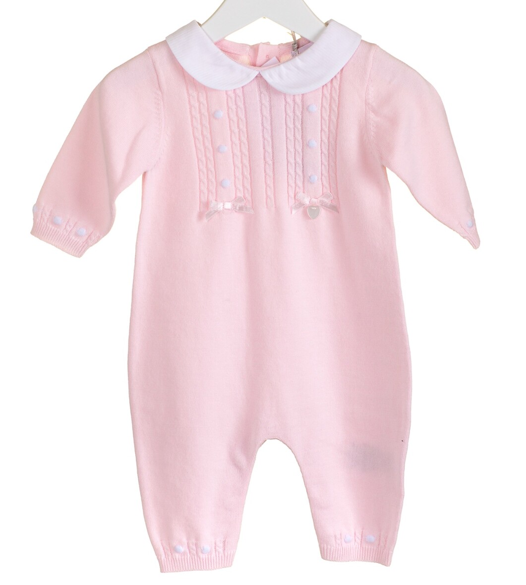 Blues Baby Peter Pan collar Knitted Romper in Pink