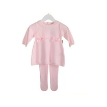 Blues Baby 100% Cotton  Knitted Pink Dress and Tights