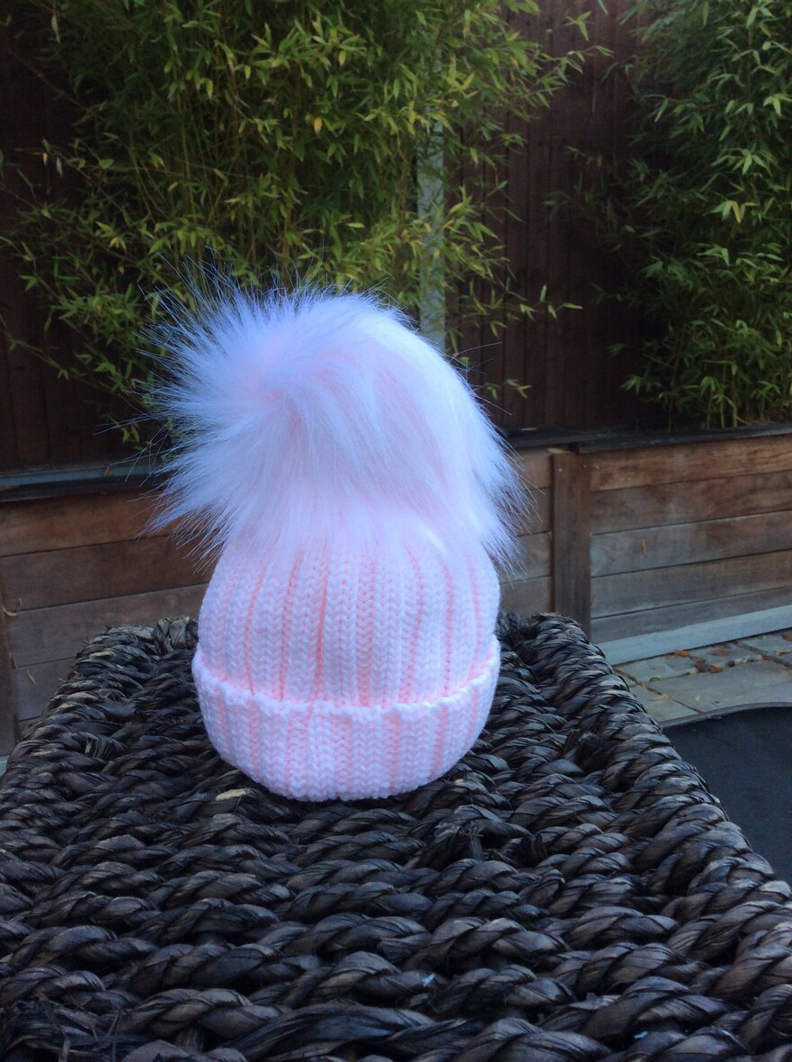 Pom Pom Faux Fur Hat – Baby Pink