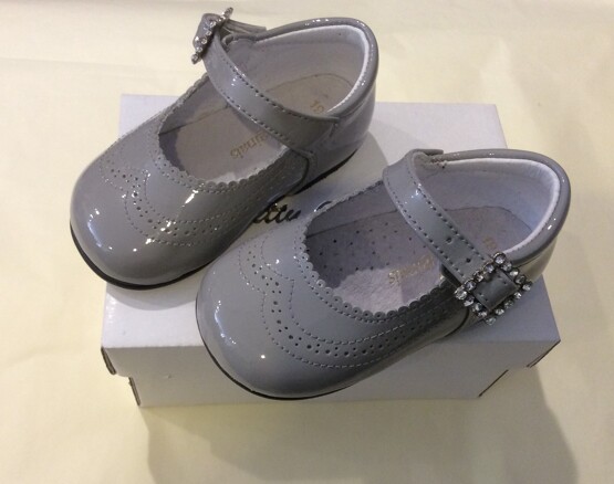 Pretty Originals Grey Leather Mary Jane Shoes