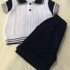 Pretty Originals Navy & White Knitted Top with Cotton Navy Shorts