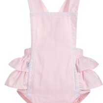 Babidu  Pink & Lace  Shortie Romper/Dungaree with Ruffle Back