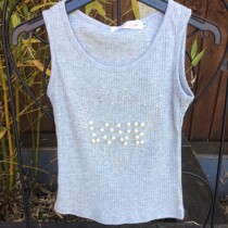 Girls Glitter & Pearls Grey Summer Vest Top
