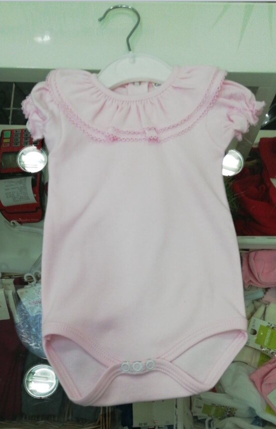 Beautiful Frill Collar Baby Vest / Body – All Pink Short Sleeve