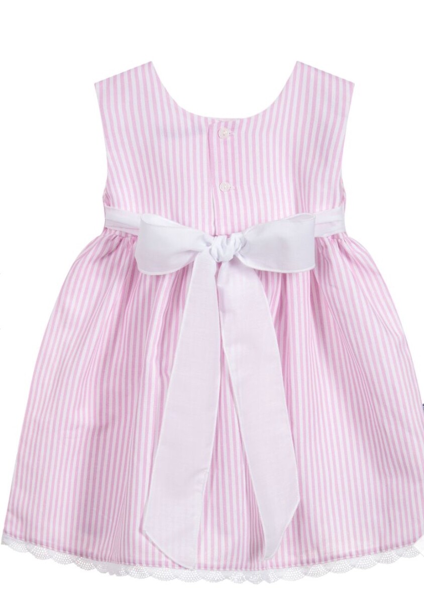 Babidu Pink Candy Stripe Summer Dress with Large Sash Bow