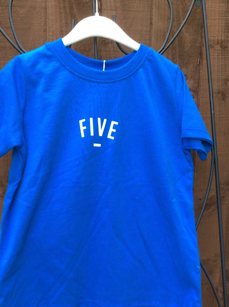 Bob & Blossom Blue FIVE Tee Shirt (Birthday Tee Shirt)