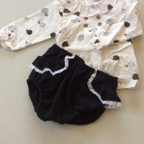 Babidu Frill Collar Set in White with Black Jam Pants Set