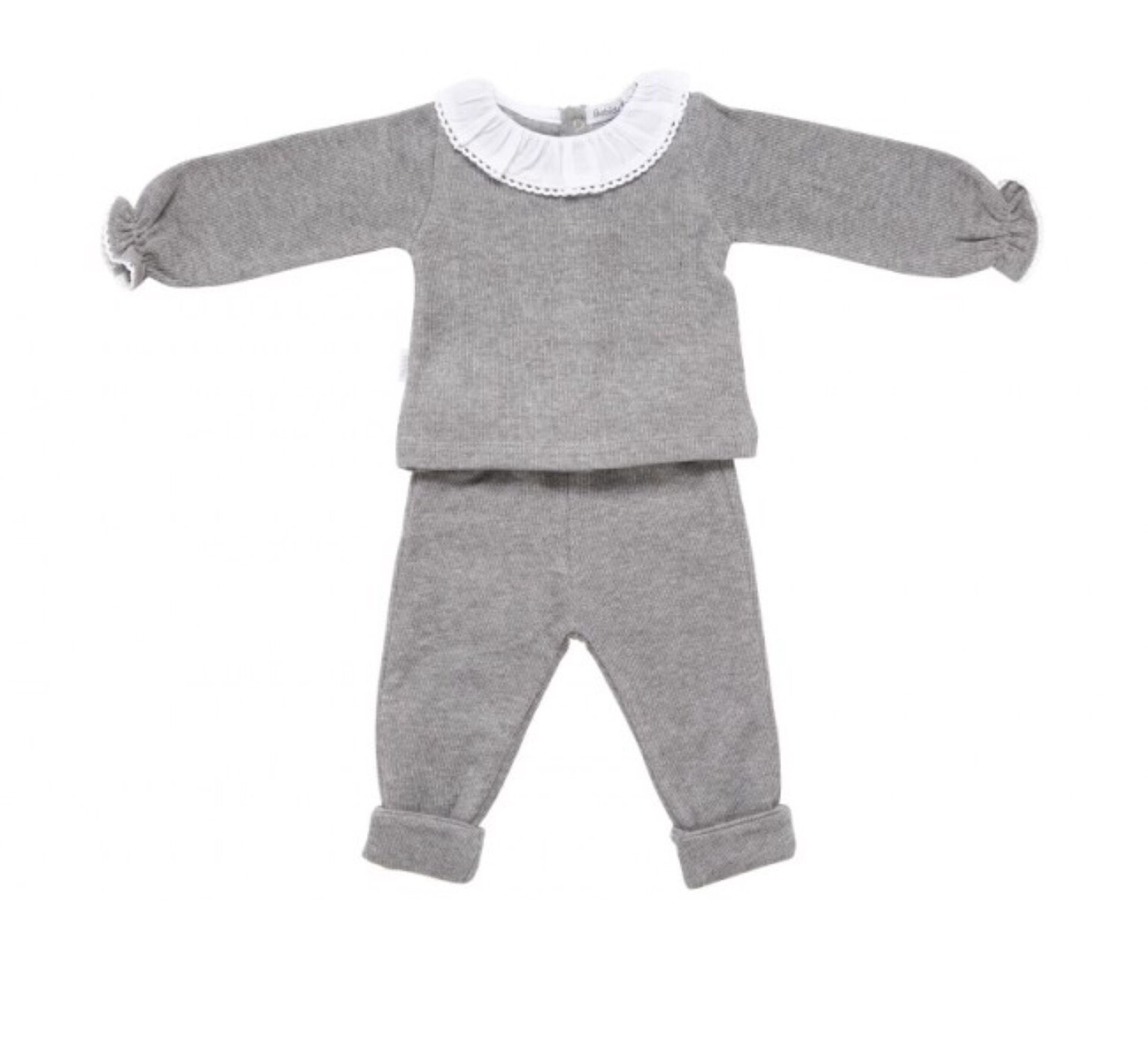 Babidu Baby 2 Piece Grey Set – Frill Collar – Briannagh Children's Boutique