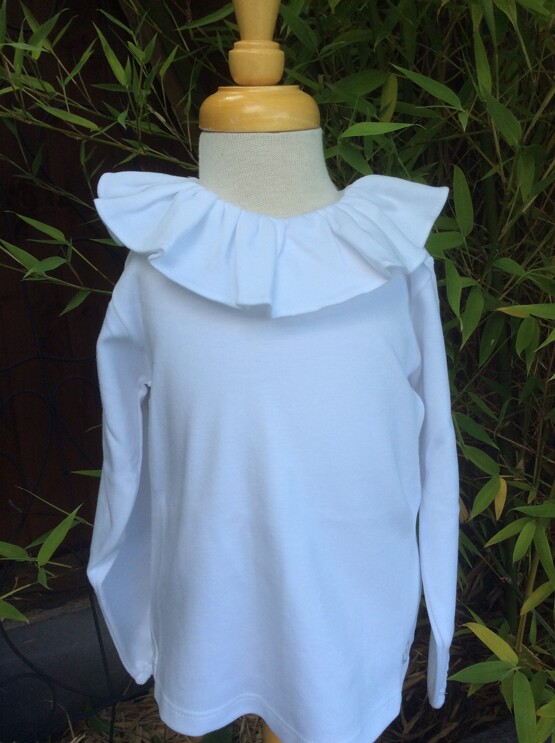 Babidu Frill Collar Long Sleeve Top – White