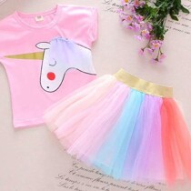 Pink Unicorn Skirt & Top – tulle striped skirt with Unicorn T